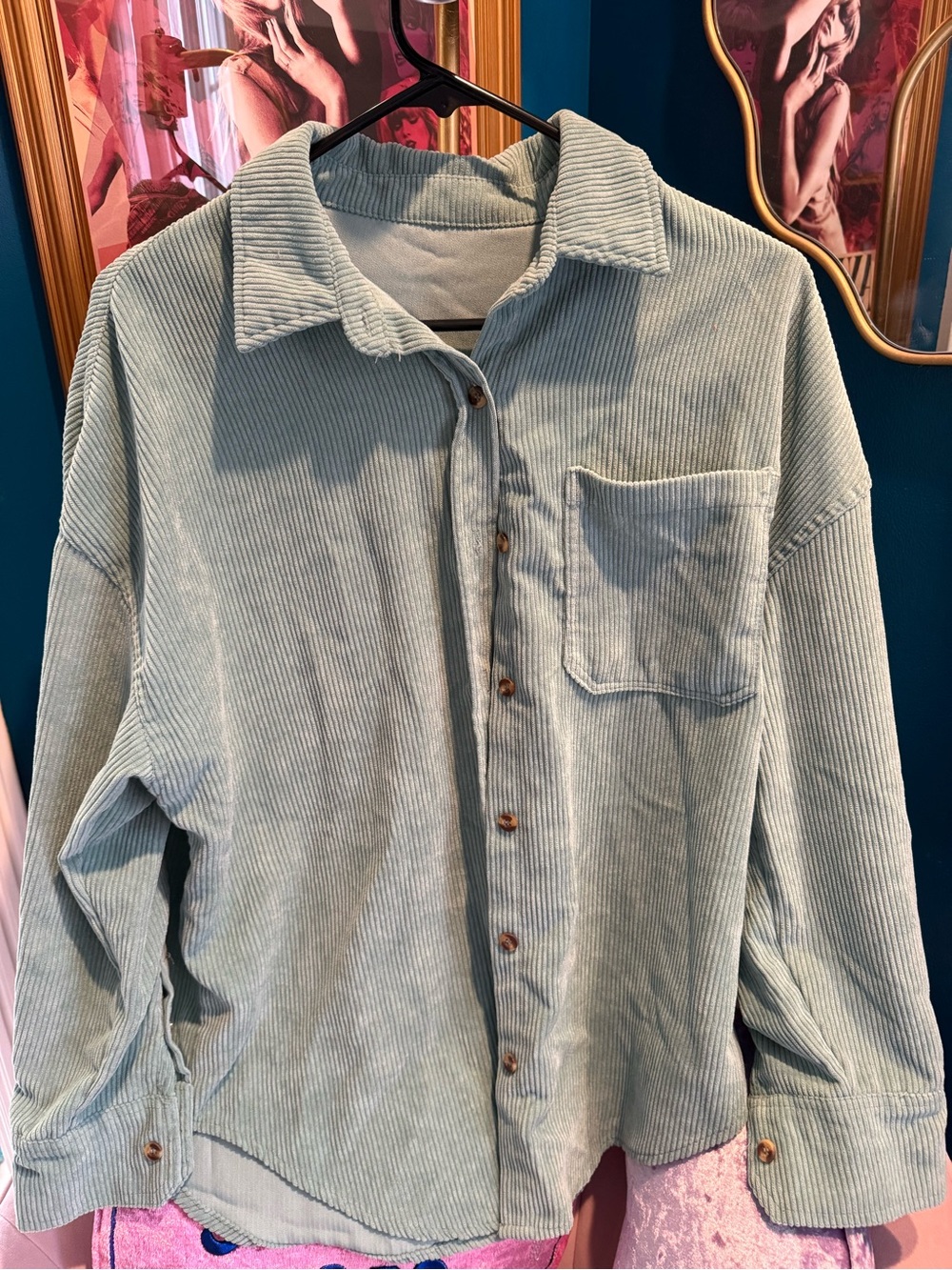 Light Sage Corduroy Button-Down Shirt - Women's Relaxed Fit